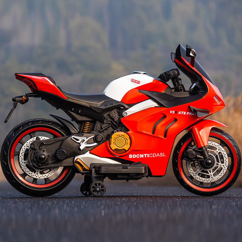 孩儿乖超大号儿童电动摩托车可坐大人双人3-6-10岁男女小孩宝宝摩托车 高配红：硬座+无灯轮+脚踩加速 京东折扣/优惠券