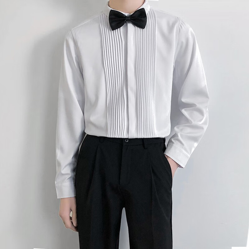 寻伴郎服套装夏天衬衫男白色长袖装团新郎结婚礼服合唱短袖衬衣夏季