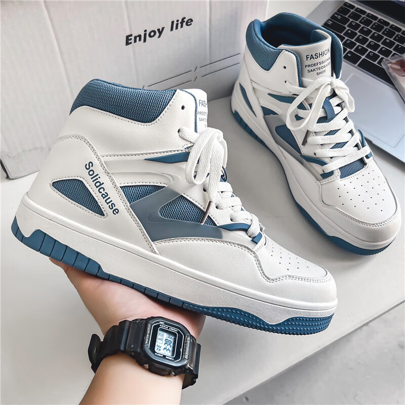 麦磊aj高帮男鞋夏季透气空军运动一号篮球板鞋男士内增高莆田小白潮鞋