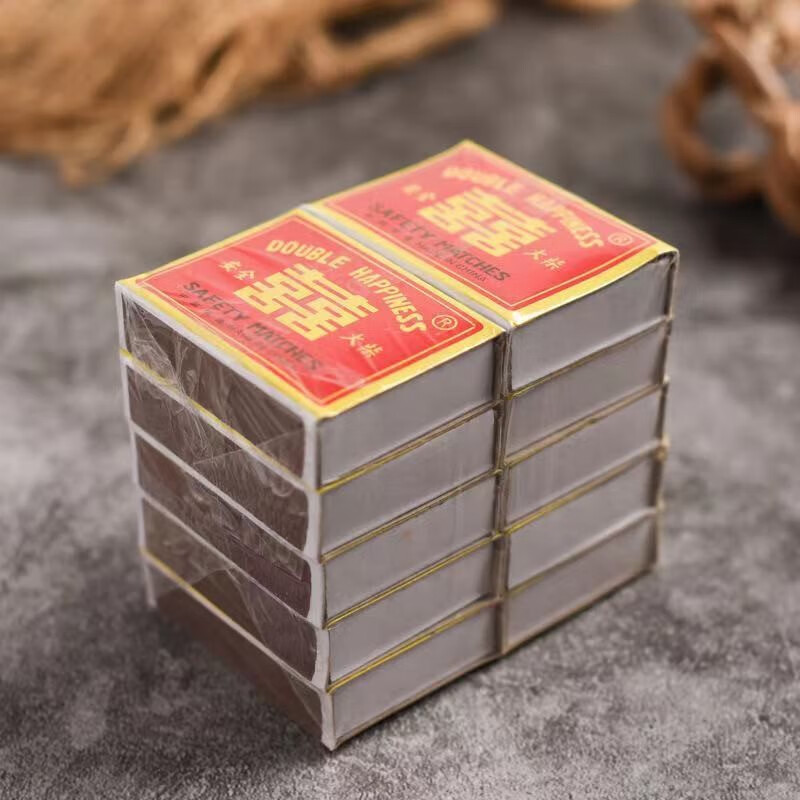 老式安全双喜火柴喜庆婚礼洋火老式火柴复古野外户外点火火材 老式囍