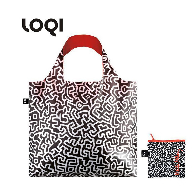 LOQI凯斯哈林插画系列购物袋整理收纳袋涂鸦艺术轻便随行包多用途环保 迷宫