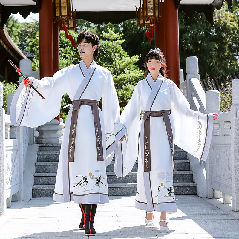 秋冬汉服斗篷男套装加绒加厚中国风古风男士仙气 b两件套(袍子 腰带)