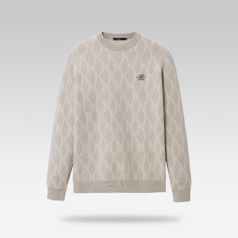 HLA海澜之家长袖针织衫男圆领字母修身柔软毛衣男冬季HNZAD4U146A 米杏花纹E6 165/84A S推荐114~124斤