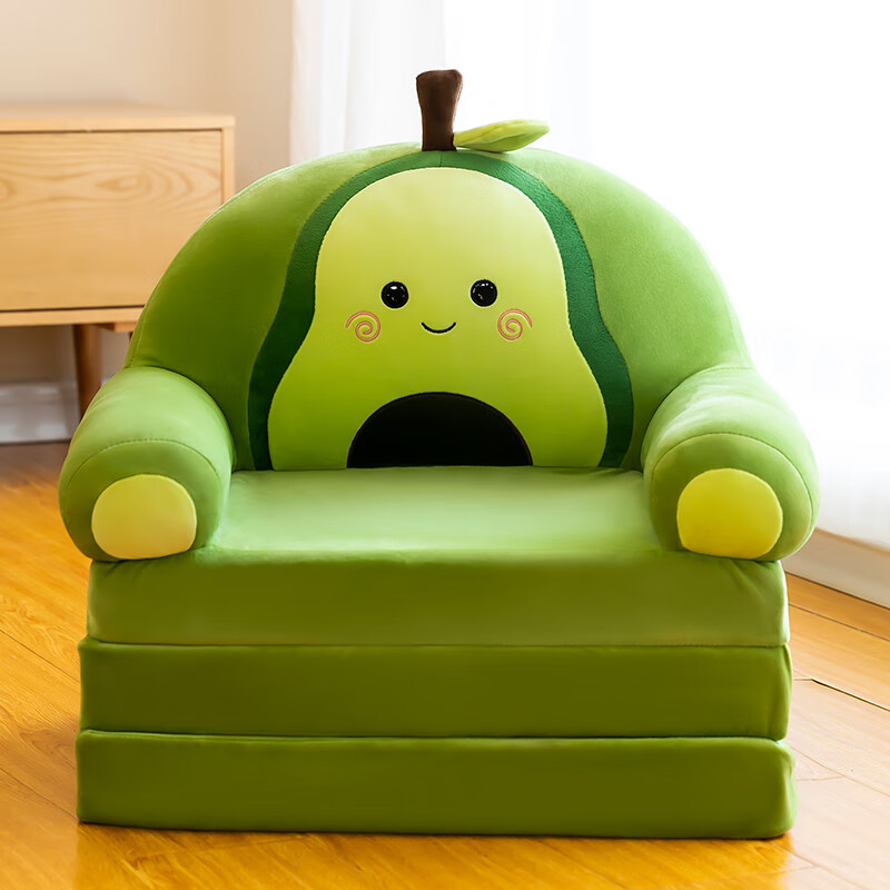 漫巴鱼可爱卡通沙发懒人折叠公主宝宝幼儿小孩座椅两用 绿色