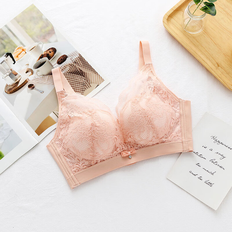 (balitomms)桑蚕丝真丝薄款无钢圈文胸舒适调整型透气聚拢防下垂 粉色