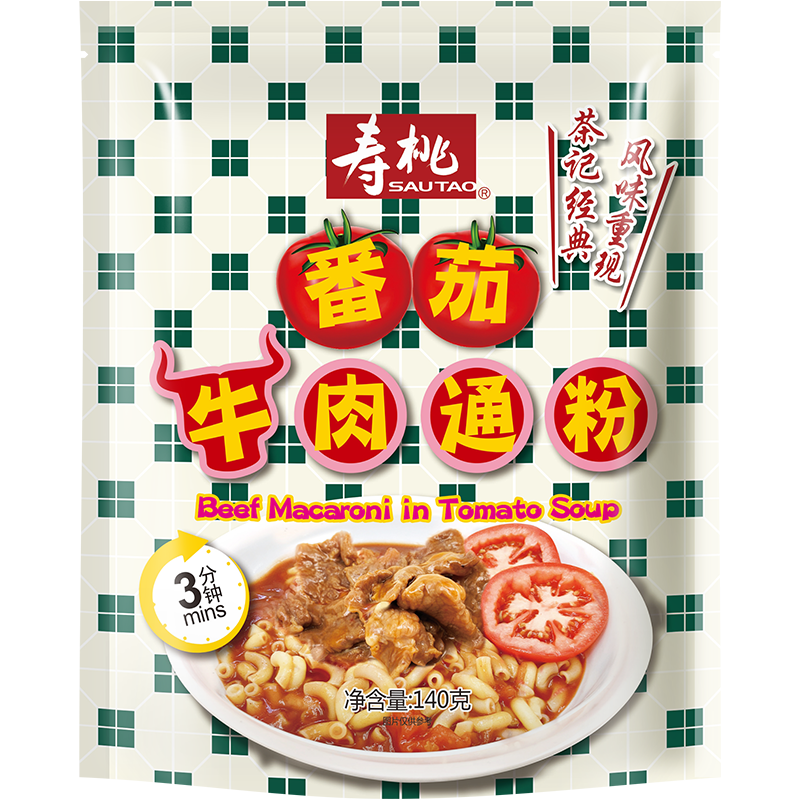 寿桃 番茄牛肉通心粉意大利面非油炸方便速食快熟空心粉早餐140g/袋