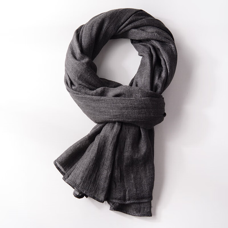 anna etter日本订单 柔软 秋冬男士围巾休闲百搭深灰色长款围巾男中