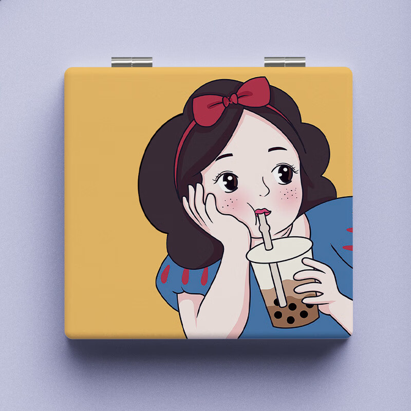 奶茶白雪公主小镜子学生桌面补妆镜可爱卡通人物双面镜 奶茶白雪公主