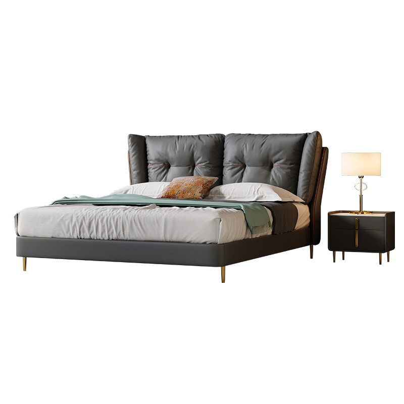 床 现代简约真皮床榻榻米床双人储物软靠简约风主卧婚床 单床 1500mm*2000mm框架结构