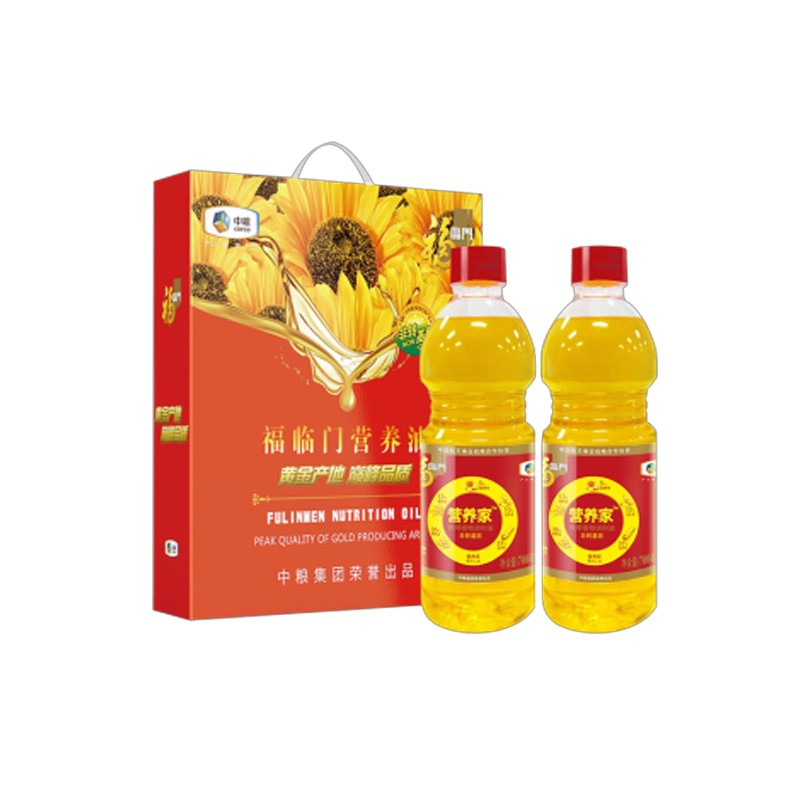 福临门压榨一级花生油礼盒装 营养家食用调和油橄榄油花生油葵花籽油