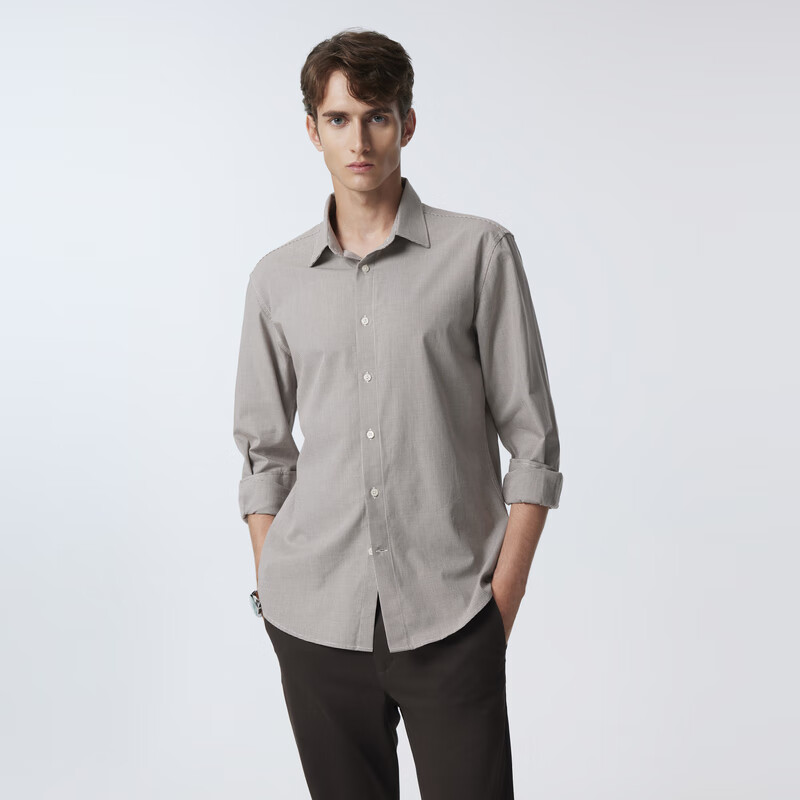 Scofield男士24年新款秋季通勤简约棉质商务休闲时尚多色长袖衬衫 棕色 2XL (185)