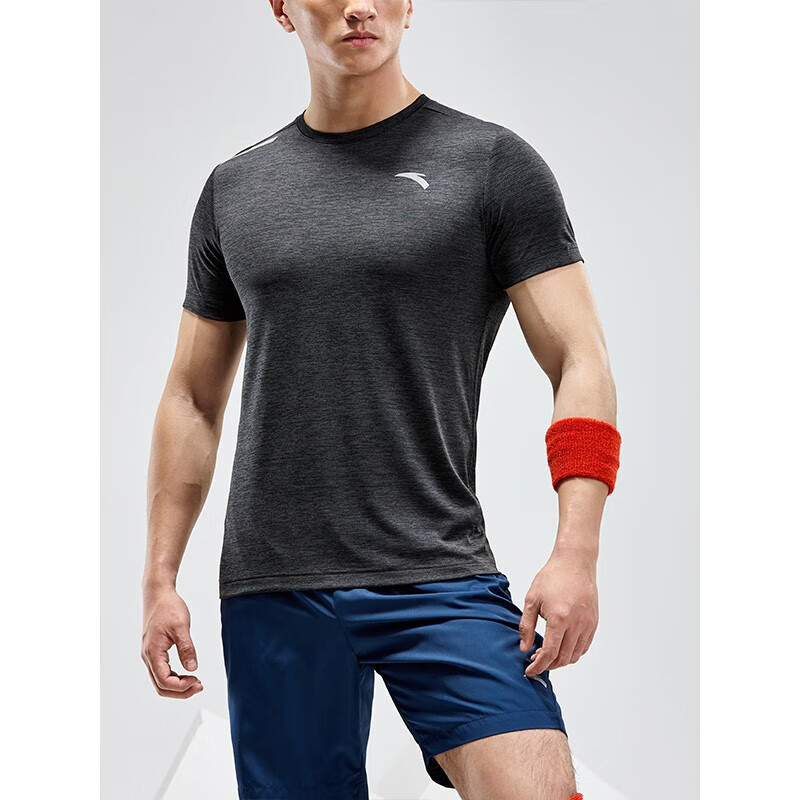 安踏(anta)t恤男宽松运动速干短袖t恤针织圆领透气跑步服休闲上衣男