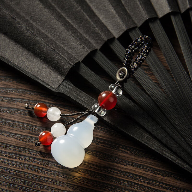 红遇玉髓葫芦钥匙扣挂件创意个性可爱锁匙链圈环女手工编织绳书包挂饰