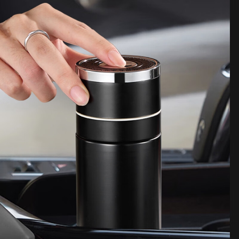 保温杯男款水杯2025新款茶水分离一键开盖车载316不锈钢杯子茶杯 600黑色+提绳 500-600ml