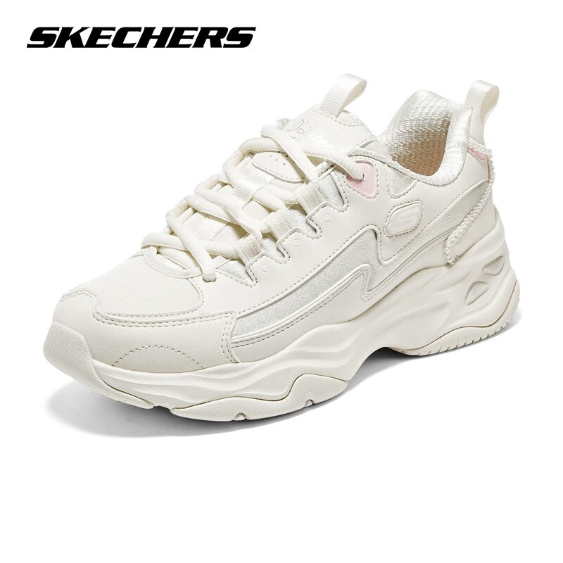 斯凯奇(skechers)女鞋珍珠熊猫鞋小白鞋子厚底增高百搭休闲运动鞋老爹