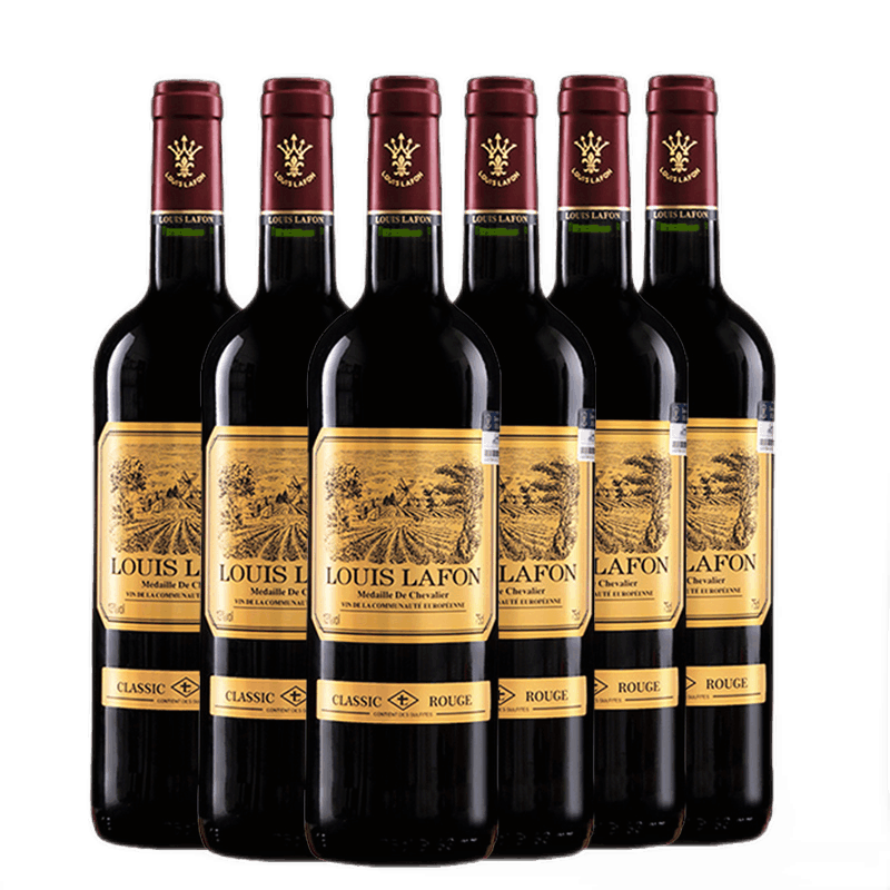 路易拉菲（LOUIS LAFON）法国原瓶进口红酒干红葡萄酒果香浓郁 骑士勋章2瓶装（2酒杯+海马刀）