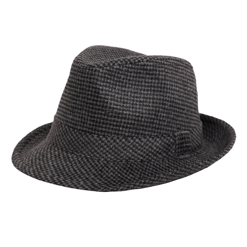 盛锡福帽子男士千鸟格小檐礼帽21秋冬舞台帽绅士帽男款小檐定型帽