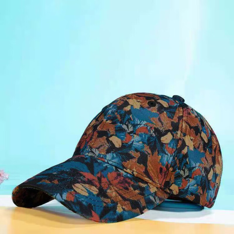 dicify新品民族风棒球帽百搭女枫叶3印花鸭舌帽男韩版旅游防晒遮阳