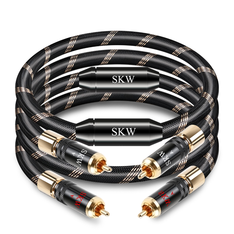 SKW ���ռ� 6N����ͭ ˫����ͷ��Ƶ�� ���Զ�2RCA����ź��� CD���빦�ż������������� BG04S-1��