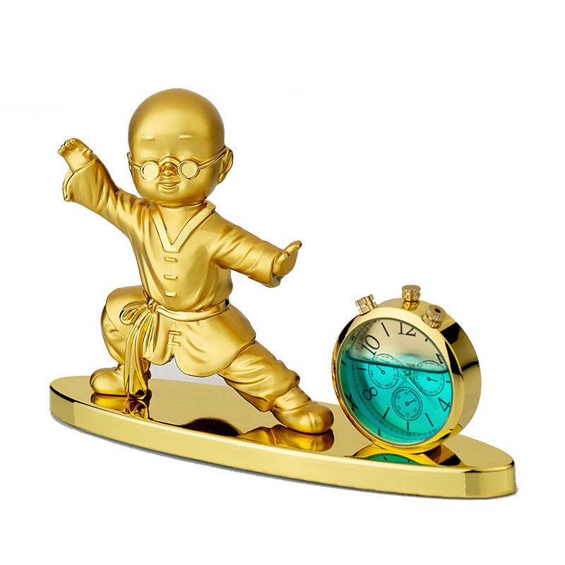 仪表台创意钟表款可爱佛像小佛陀车载摆件车用香水座装饰品 功夫小