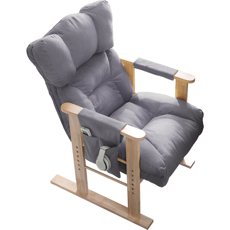 家逸 懒人电脑椅沙发椅实木办公椅电竞椅人体工学椅老板椅靠背椅子家用座椅 气质灰