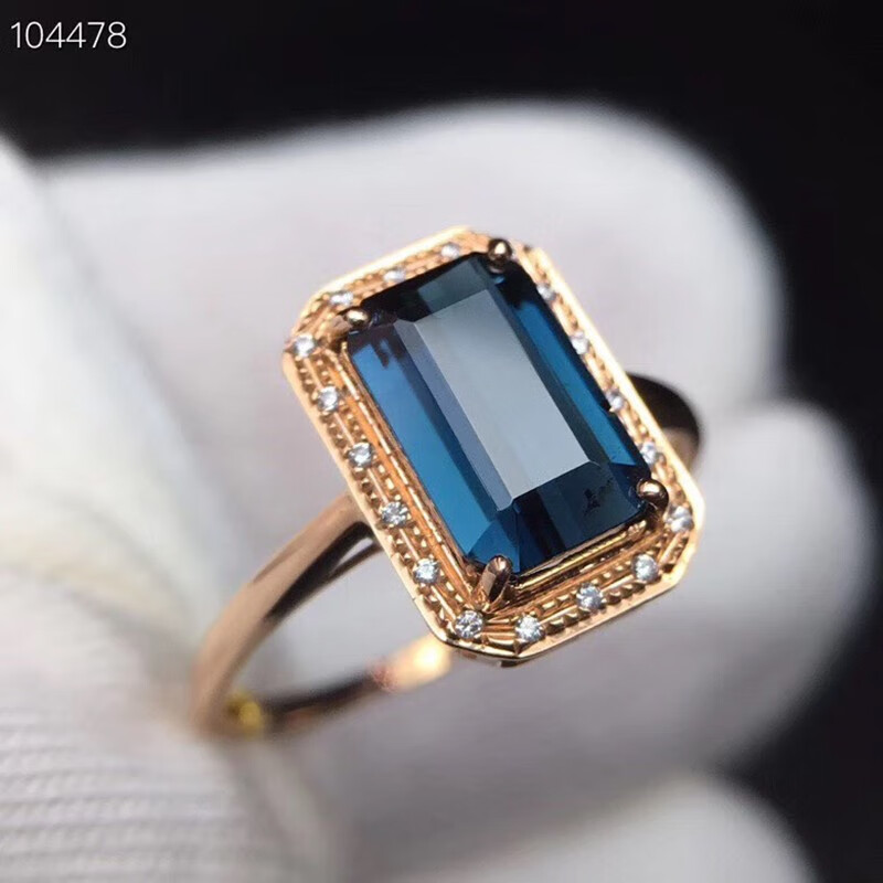 君政高端珠宝18k老矿蓝碧玺戒指 厚金款免费改圈上手贵气十足13-34 浅