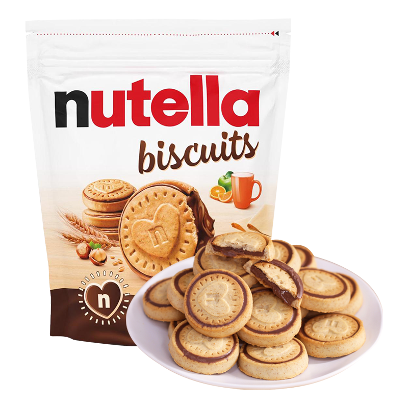 费列罗Nutella能多益巧克力酱榛子夹心饼干 德国进口 办公室零食 榛子巧克力味304g（大包装）