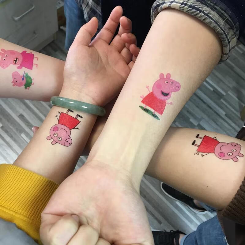 莫肖尔小猪佩奇防水纹身贴 抖音款仿真社会人动画卡通可爱男女防水