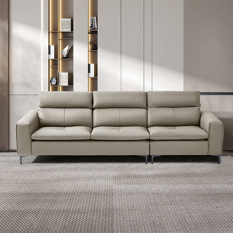 真皮沙发ef-c011现代简约时尚百搭款沙发头层小黄牛皮 杏仁白 两人位