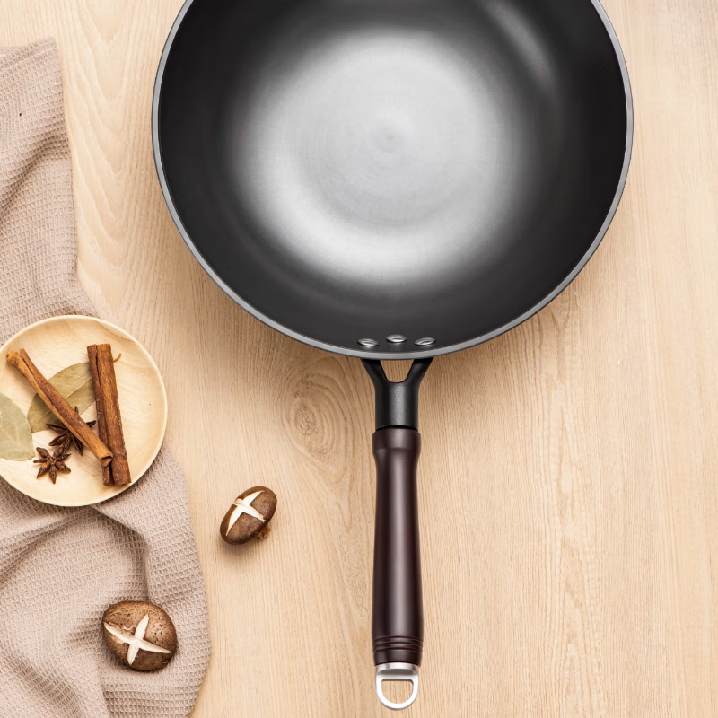 林熹记铁锅陆川生铁铸铁锅炒锅手工浇铸厨房好物家用无涂层不粘锅炒菜锅 圆底 36cm （带锅盖+铲子）已开锅