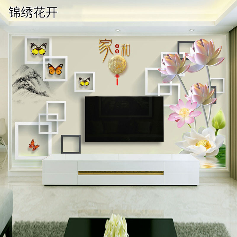 现代大气凹凸墙纸定制客厅影视墙壁画装饰电视墙画沙发背景墙布壁布