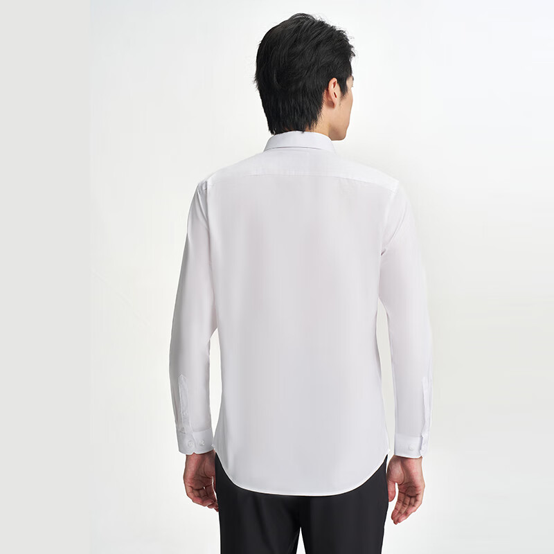 才子（TRIES）【明星同款】男士商务休闲长袖衬衫易打理纯色百搭职场白衬衣 白色 2XL 41(175/96A)