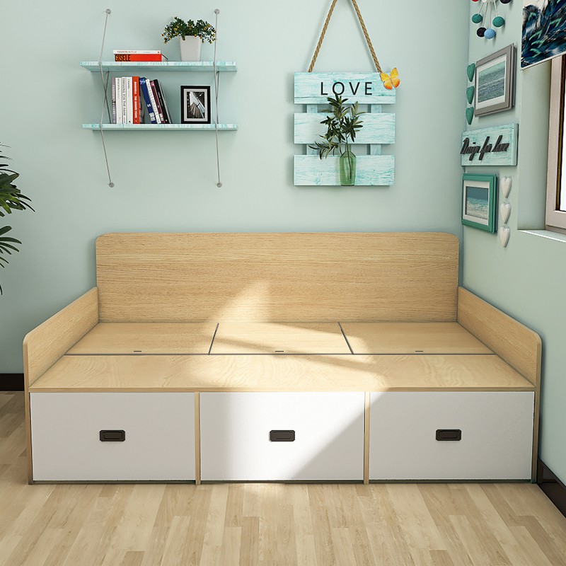 孟扬 榻榻米床板式床简约小户型高箱储物床带抽屉床书房客厅两用沙发