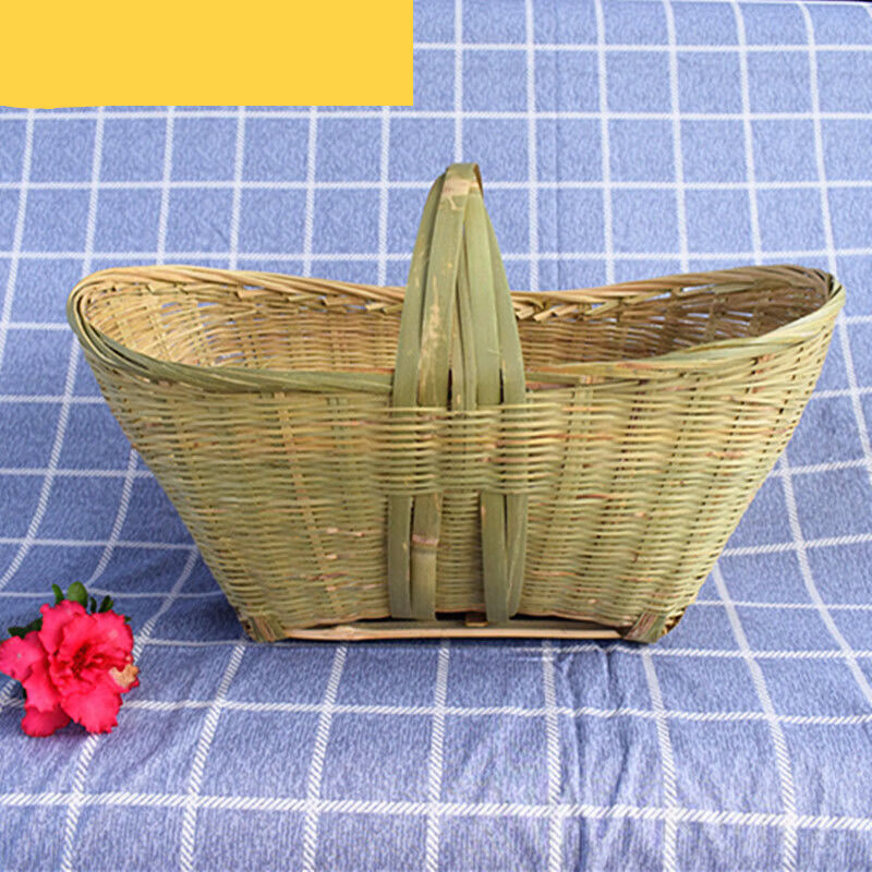 雅空竹编菜篮子竹筐手提篮水果篮鸡蛋篮菜收纳筐竹制品 小号口径30cm