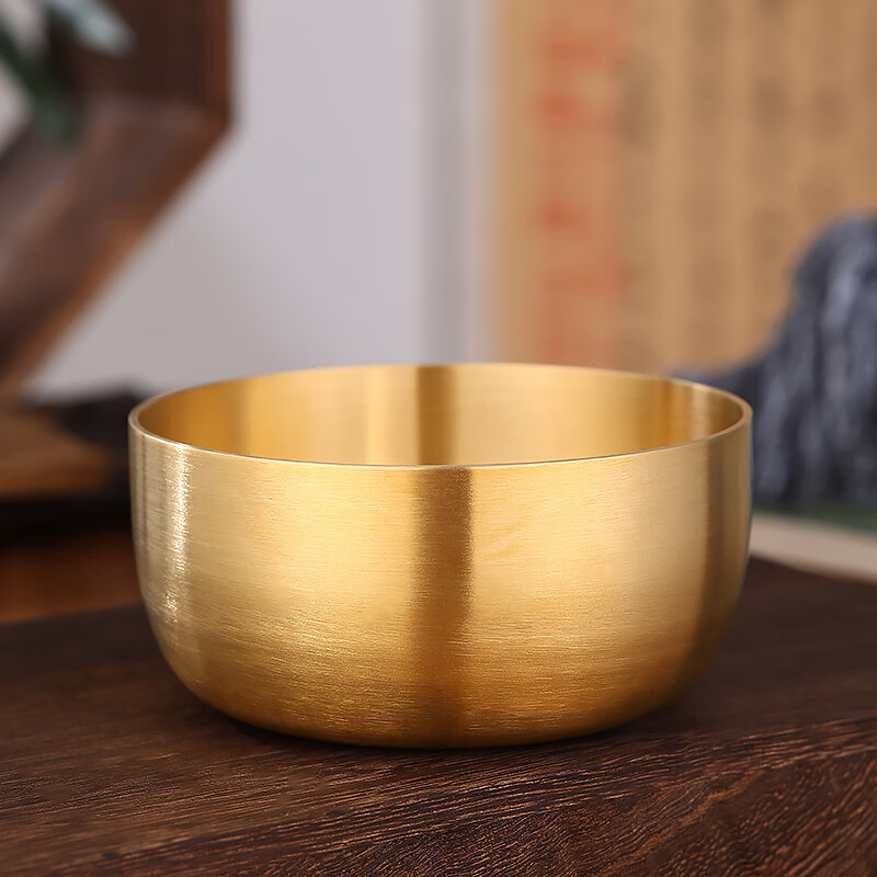 铜碗韩式家用小饭碗实心纯铜碗筷勺食用黄铜吃饭餐 砂光碗