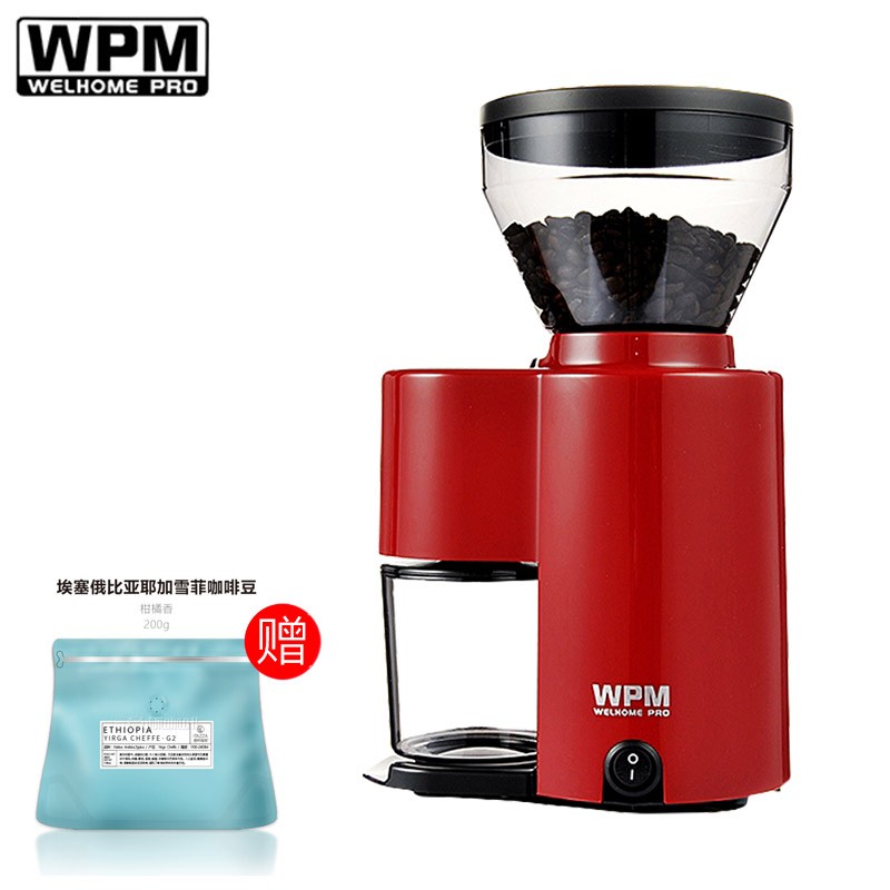 WPM惠家磨豆机 家用商用手冲锥刀咖啡豆研磨咖啡粉电动机器 WELHOME ZD-10红色（无定时功能）