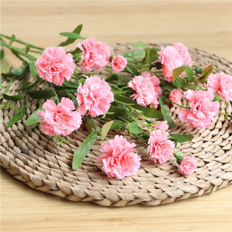 花康乃馨花束干花母亲节送妈妈家居客厅装饰餐桌假花摆设摆件 粉色3支