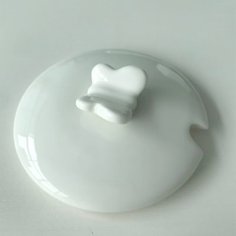 泉劲陶瓷通用瓷盖 圆形水杯盖 马克杯盖子 万能圆口杯盖 蝴蝶白盖(内径6.5cm外径8.5cm)