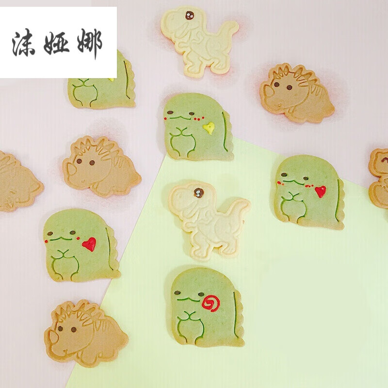 虎钢馋小恐龙曲奇饼干创意可爱卡通手工小饼干零食儿童抹茶味零食