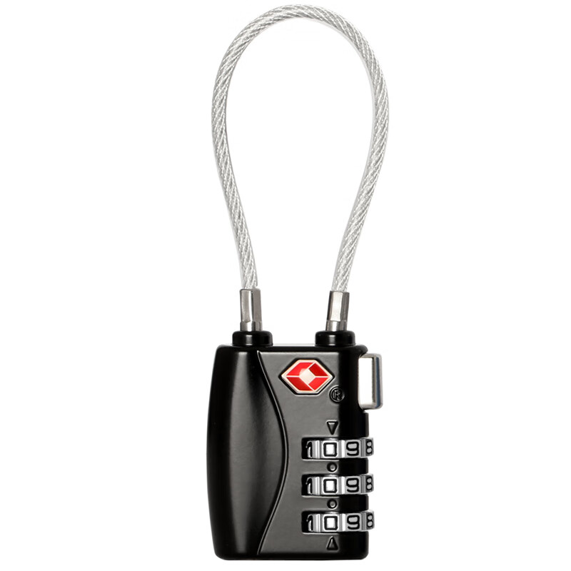 奥本 钢缆挂锁 密码锁 出国旅行箱包背包锁 柜门锁抽屉锁 黑色 7608