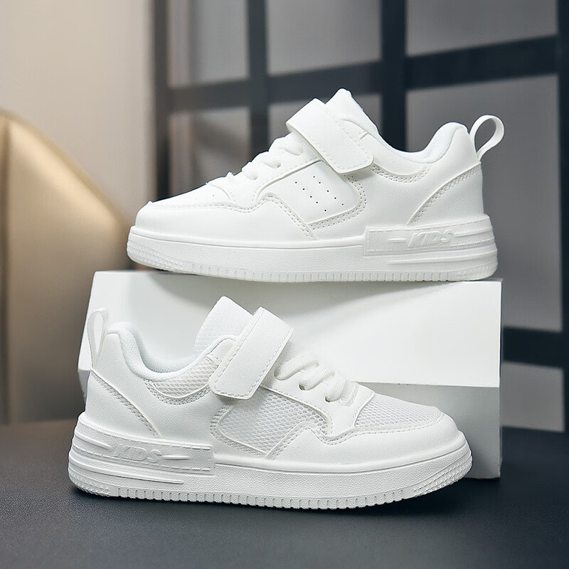 贝天熊童鞋男童鞋新款儿童运动鞋子网面透气经典校园小白鞋百搭休闲 BZX2401白色【四季双网】 36码 内长23.0/脚22.0