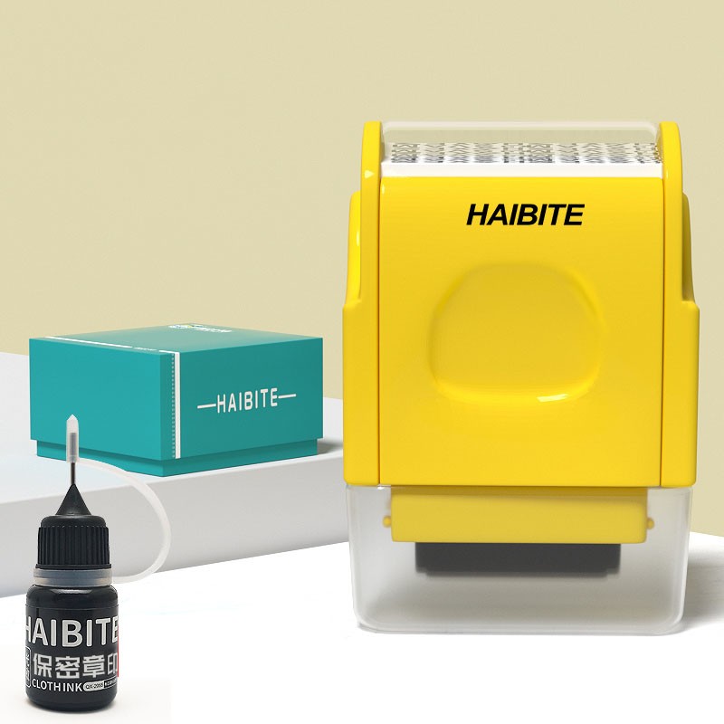 乱码保密印章滚轮式乱码印章保护隐私快递面单涂抹涂鸦印章 酷炫黄