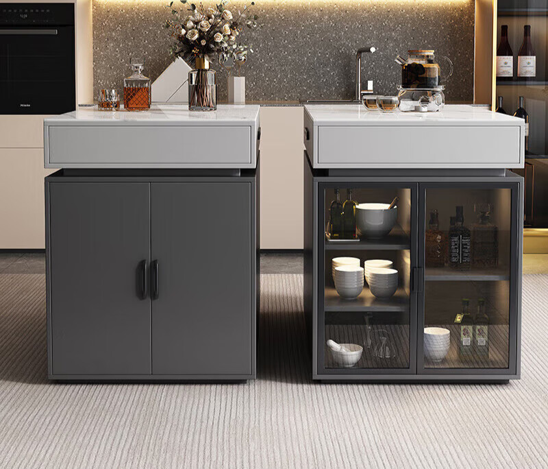 文尚嘉岛台柜独立意式轻奢岛台餐桌一体家用吧台桌开放式厨房