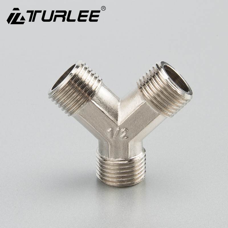 turlee4分活接三通全铜y型水管接头分流器分水器外丝三通turlee特立 y
