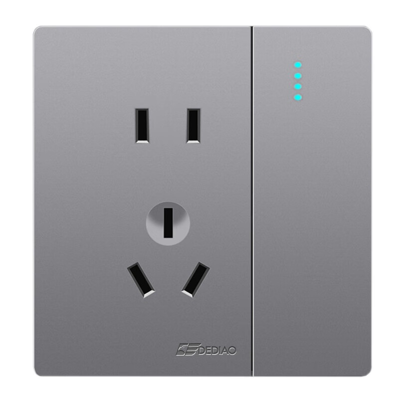 德雕(dediao) 开关插座面板d12星空灰墙壁电源5孔暗装带开关空调3孔插