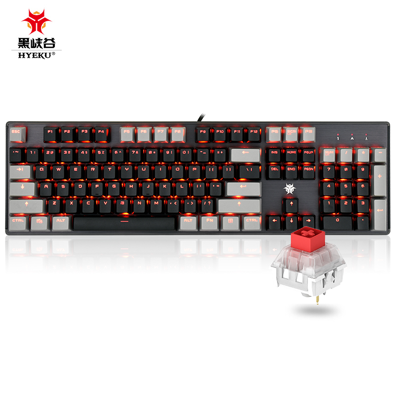 黑峡谷（Hyeku）GK715s有线机械键盘 游戏机械键盘 吃鸡键盘PBT键帽  黑灰色凯华插拔红轴  自营