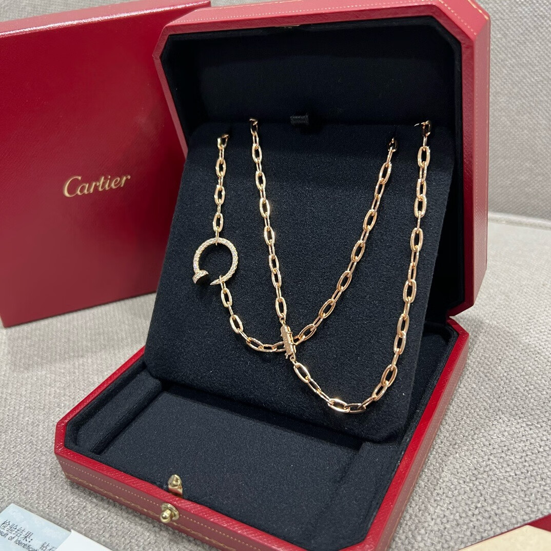 【二手99新】卡地亚juste un clou系列18k玫瑰金满钻粗链条 钉子项链