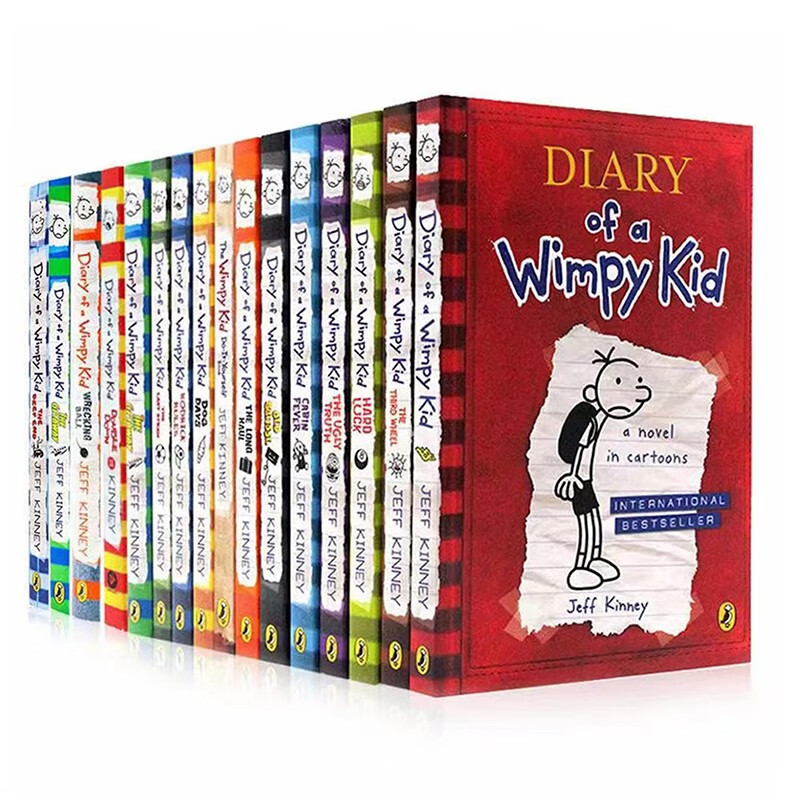 预售 小屁孩日记1-16 十六册合集 Diary Of A Wimpy Kid 英版 平装 英语章节桥梁书 美国初中小学生课外读物 英文版 7-12岁