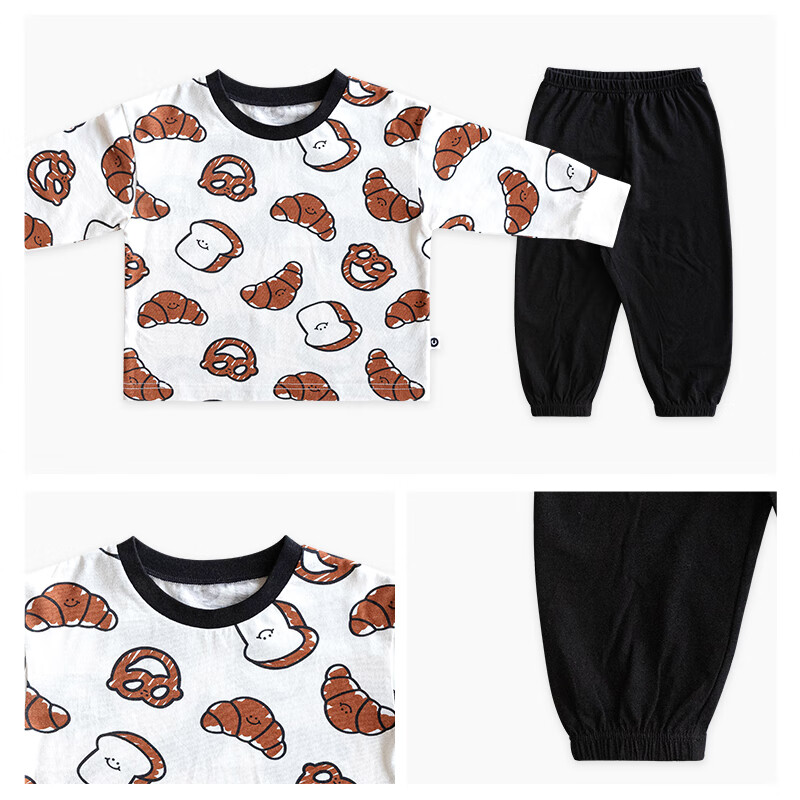 UBMOM韩国进口儿童男女秋季衣服宝宝面包小狗长袖长裤套装 黑色 110