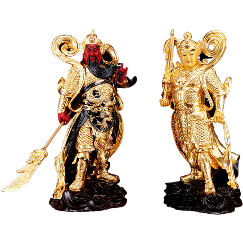 圓通伽藍(lán)韋陀關(guān)公像武財(cái)神銅貼金珈藍(lán)韋陀護(hù)法佛像家用 26CM韋陀(銅貼金)上杵款/尊
